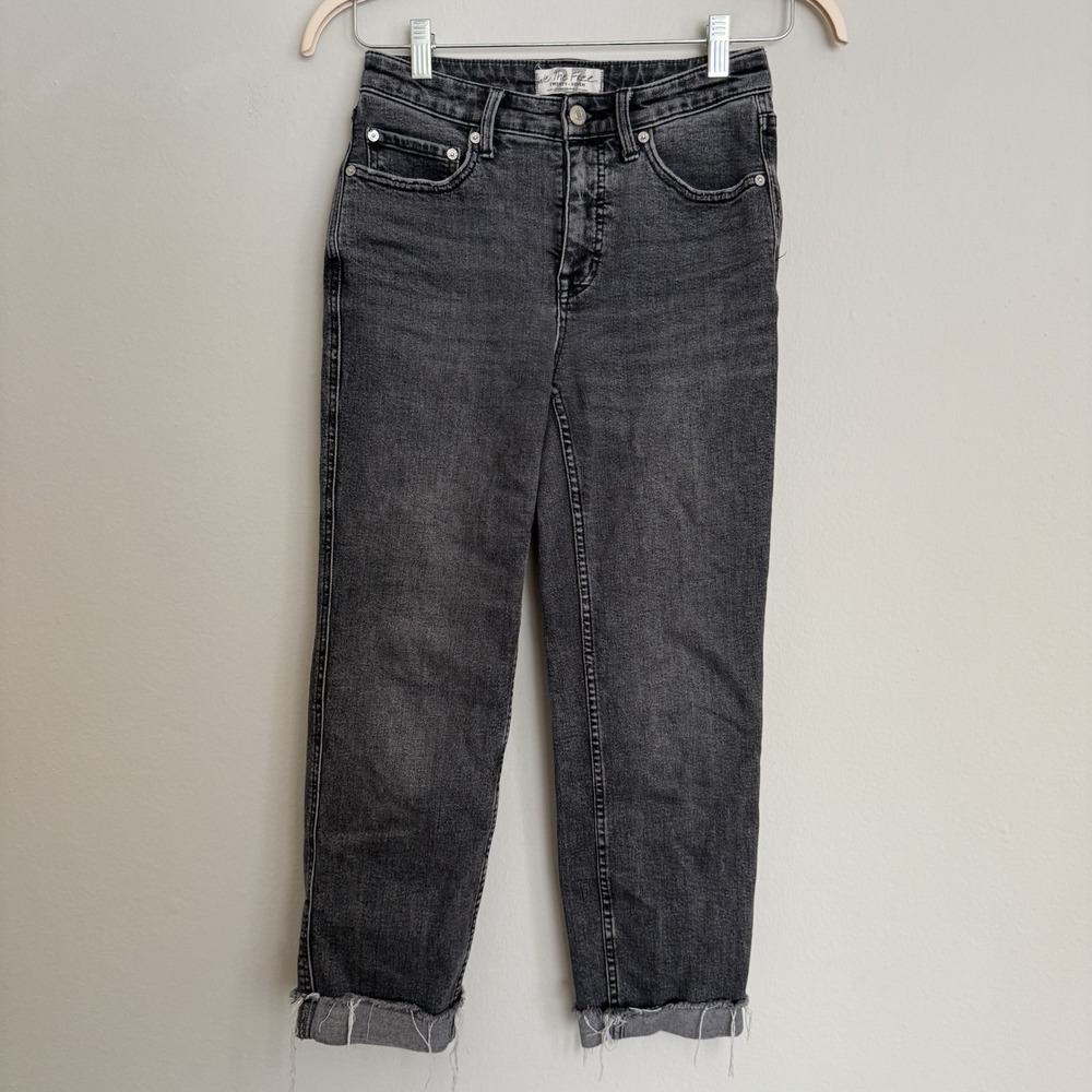 We The Free Jeans Womens 27 High Waist Capri Crop Distressed Black Wash